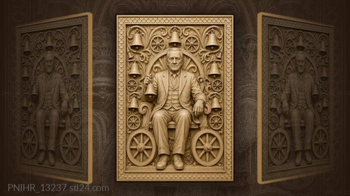 Old man with a bell on wheels 3d STL model