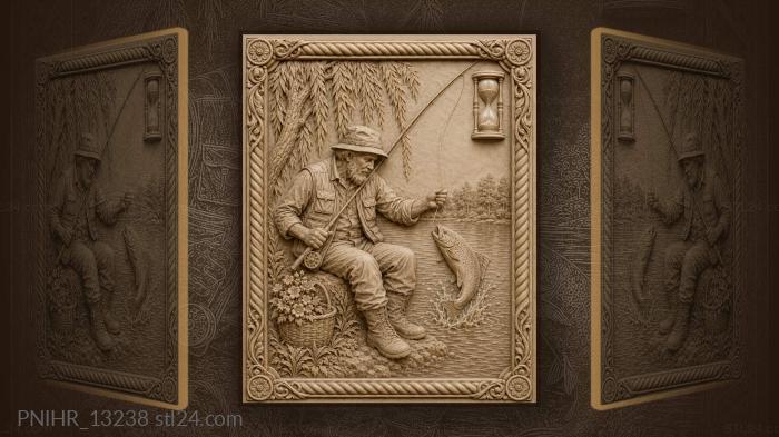 Time passes as fisherman waits beneath willow 3d STL model