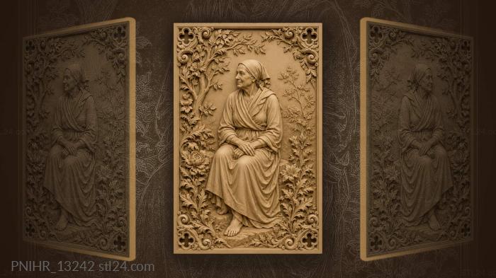 Old woman with floral frame 3d STL model