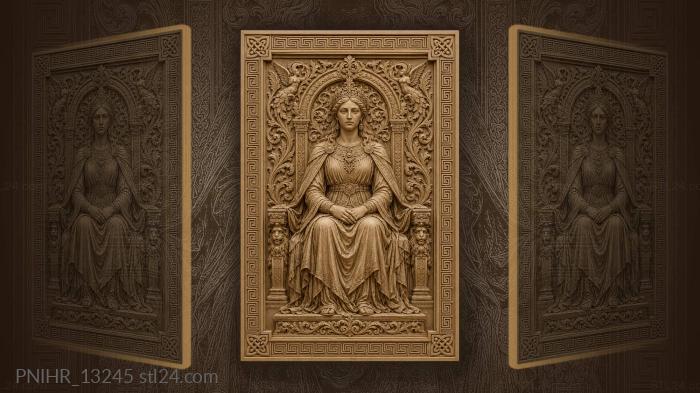 Queen on a throne of leaves and figures 3d STL model