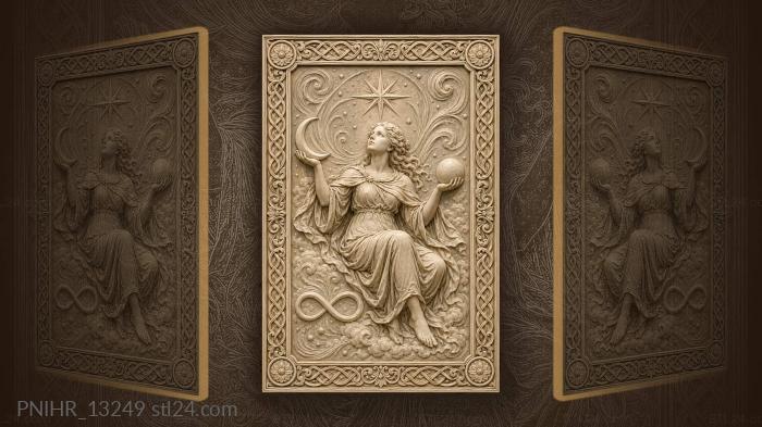 Celestial woman with moon and sphere 3d STL model