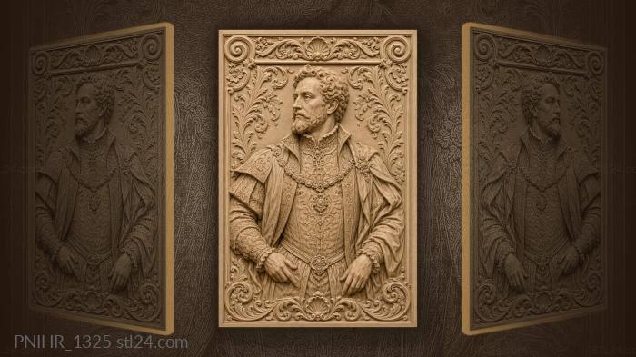 Ornamented nobleman emerges through abundant blossoms 3d STL model