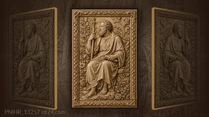 Wise man with scroll and flowers 3d STL model