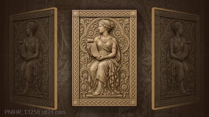 Seated man with a scroll in interlace 3d STL model