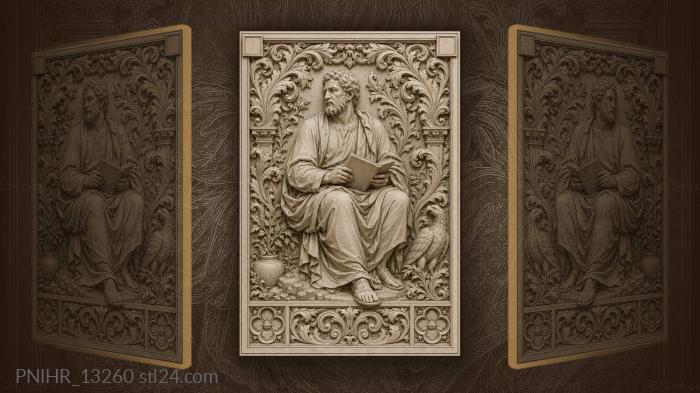 Book in hand among rich scrollwork 3d STL model
