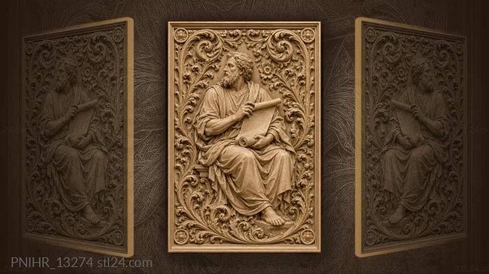 Elder with a scroll among small flowers 3d STL model