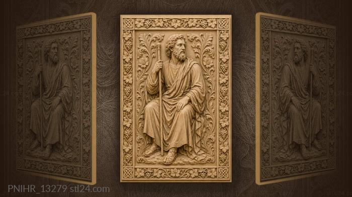 Elder with a staff among grape clusters 3d STL model
