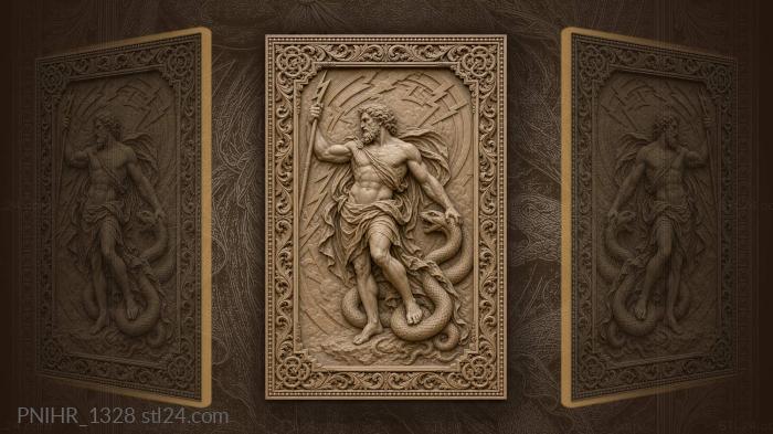 Lightning staff taming a serpent 3d STL model