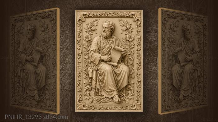 Elder with a scroll among flowers · Plato 3d STL model