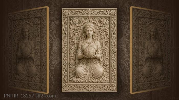 Seated figure with an orb among flowers 3d STL model
