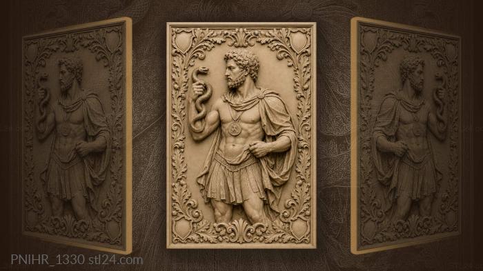 Hero with serpent and oak frame 3d STL model