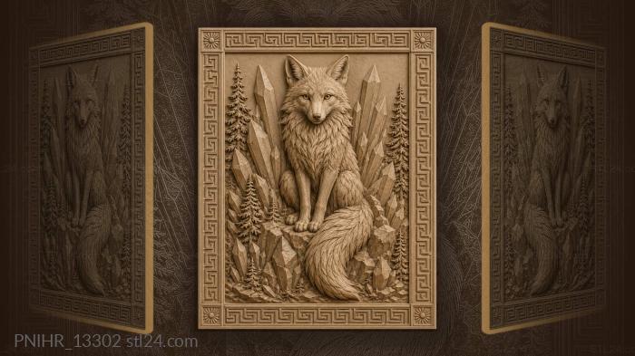 Fox among ice crystals and tiny pines 3d STL model