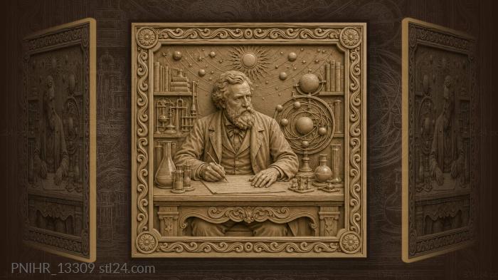 Nicolaus Copernicus by the model of celestial spheres 3d STL model
