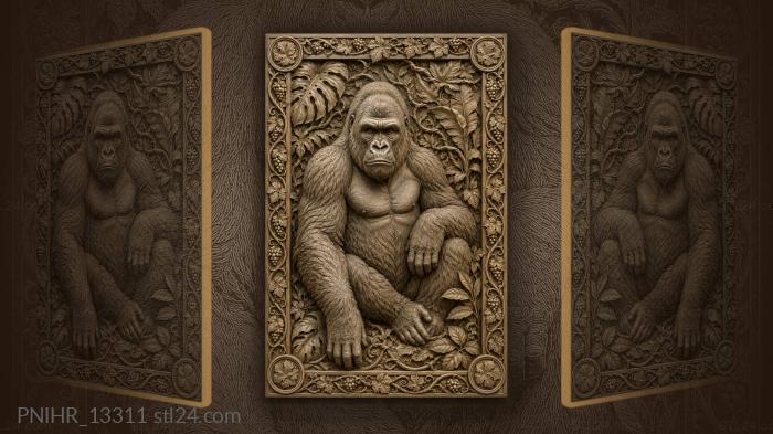 Majestic gorilla in tropical foliage 3d STL model