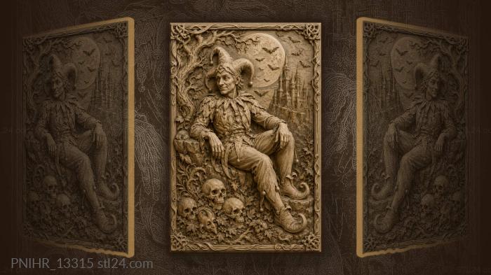 Jester beneath moonlit castle ruins 3d STL model
