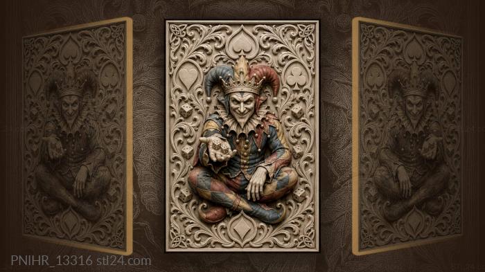 Seated fool in a crown with dice 3d STL model