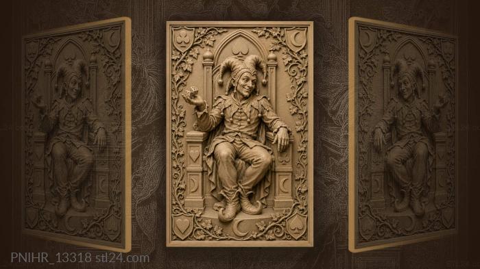 Jester on a throne of card suits 3d STL model