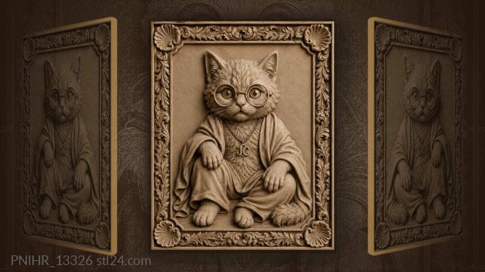 Kitten with glasses and necklace 3d STL model