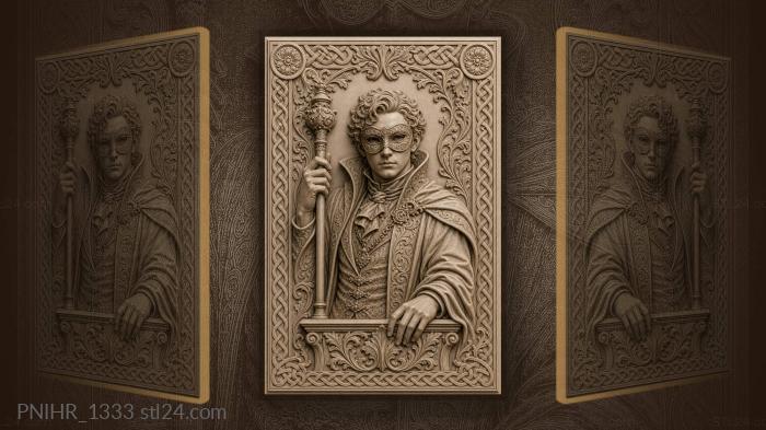 Masked lord with ancient scepter 3d STL model
