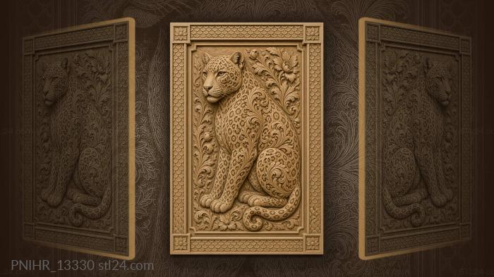 Leopard among swirling floral patterns 3d STL model