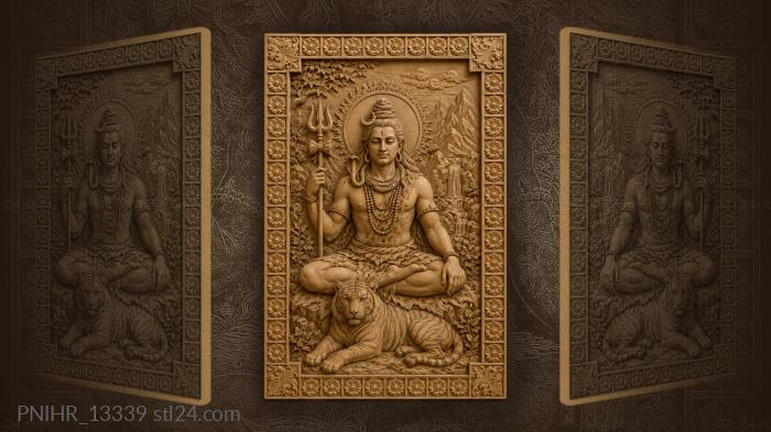 Shiva meditating with sacred tiger 3d STL model