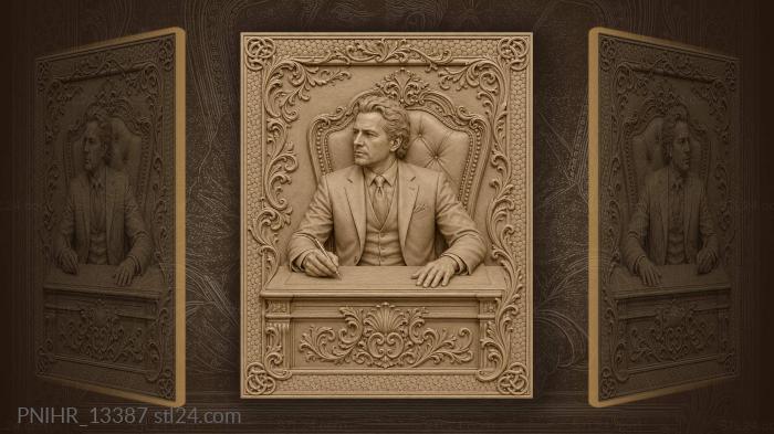 John Rockefeller signing documents at his desk 3d STL model