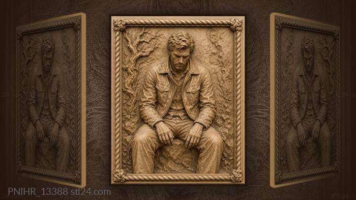 James Dean sits pensively in a leather jacket 3d STL model