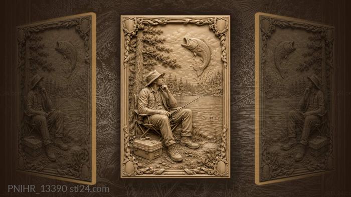 Ernest Hemingway fishing by the lake 3d STL model