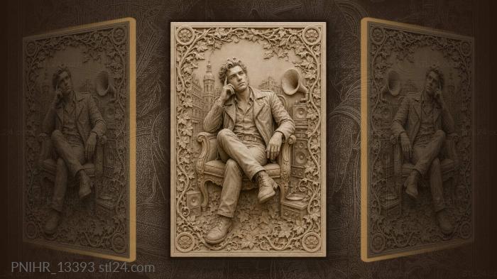 Elvis Presley ponders amid vintage audio gear 3d STL model