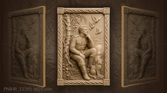 Vasily Tyorkin rests under a birch at sunset 3d STL model