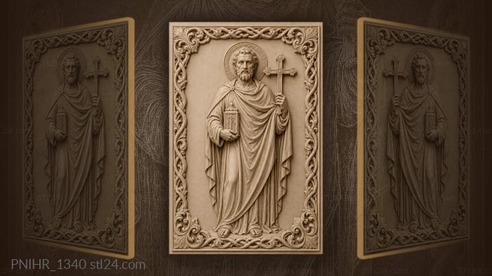 Saint holding cross and ornate box 3d STL model