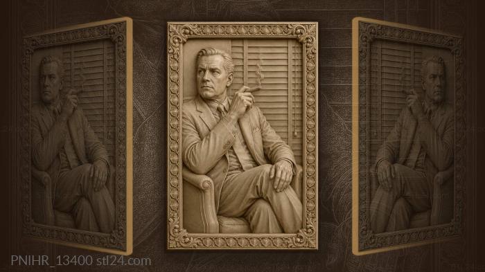 Don Draper smokes a cigar by office blinds 3d STL model