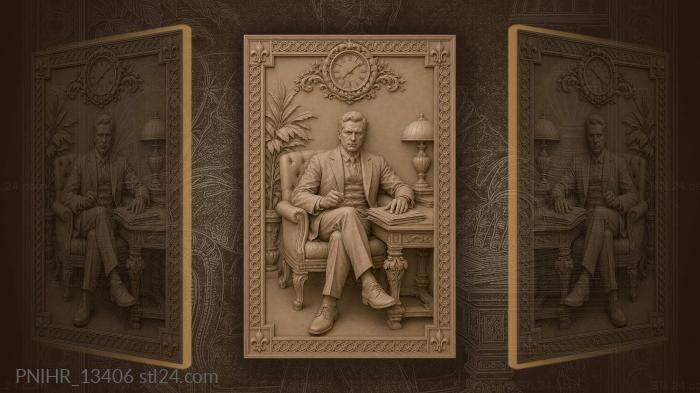 Business man with pen and papers 3d STL model