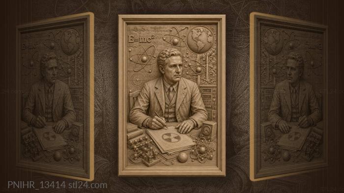 Scientist writes an energy formula at his desk · Albert Einstein 3d STL model