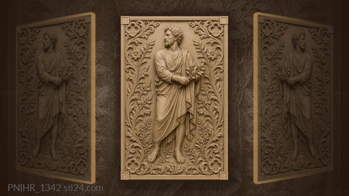 Man offering leafy branch amid foliage 3d STL model