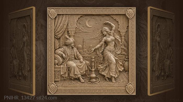 Dance beside hookah under crescent stars 3d STL model