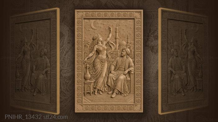 Girl reaching her hand toward the crescent 3d STL model