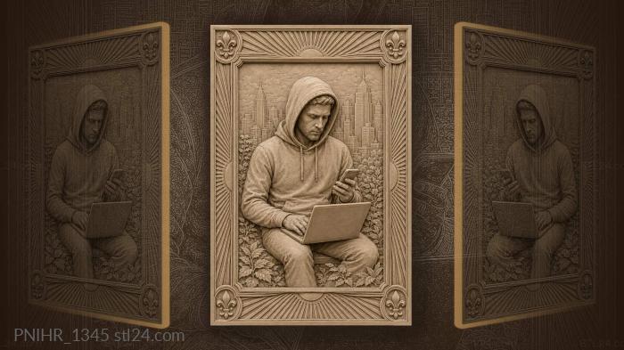 Modern man with city laptop 3d STL model