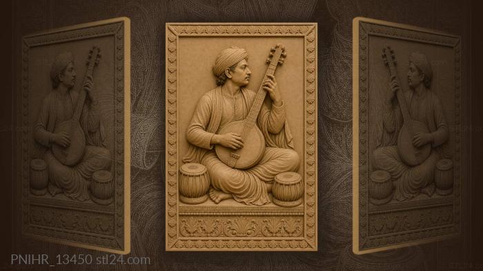 Ravi Shankar playing the sitar with tabla drums 3d STL model