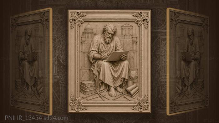 Leonardo da Vinci drawing architectural plans 3d STL model