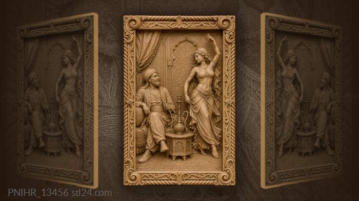 Man and dancing woman hookah scene 3d STL model
