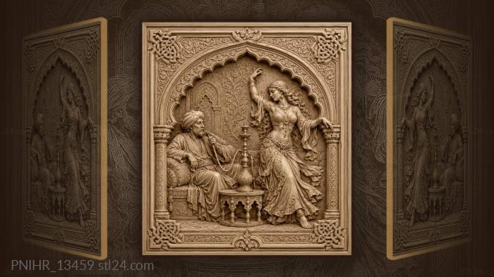Eastern reverie with dancer and smoker 3d STL model