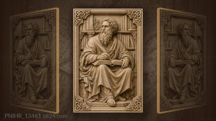 Aristotle writing in a library 3d STL model