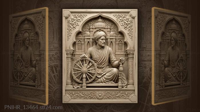 Mahatma Gandhi at the spinning wheel 3d STL model