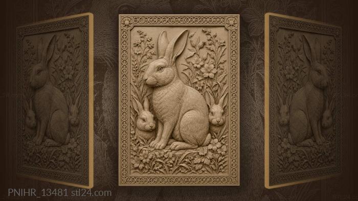 Alert rabbit with playful kits 3d STL model
