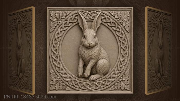 Focused rabbit in celtic design 3d STL model