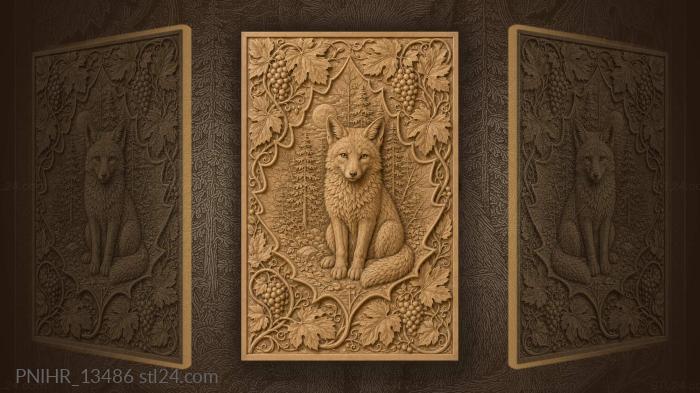 Fox inside a great leaf under the moon 3d STL model