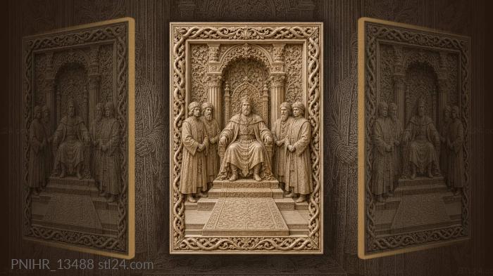 Royal throne hall majestic figures 3d STL model