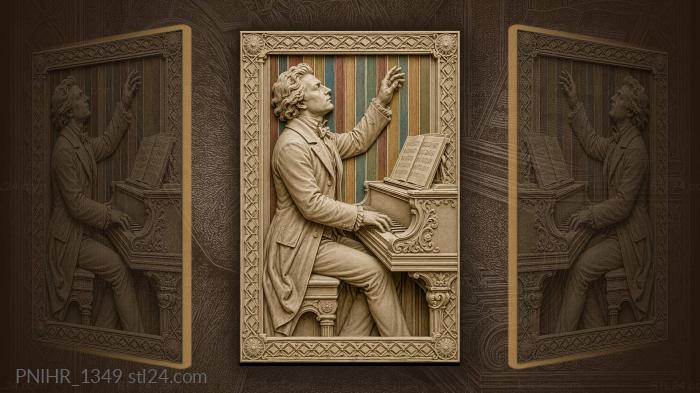 Pianist with striped background music · Ludwig van Beethoven 3d STL model