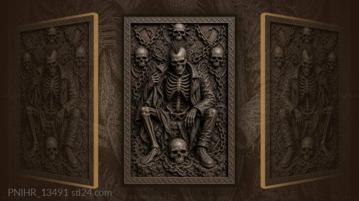 Biker skull mohawk creepy chaos 3d STL model